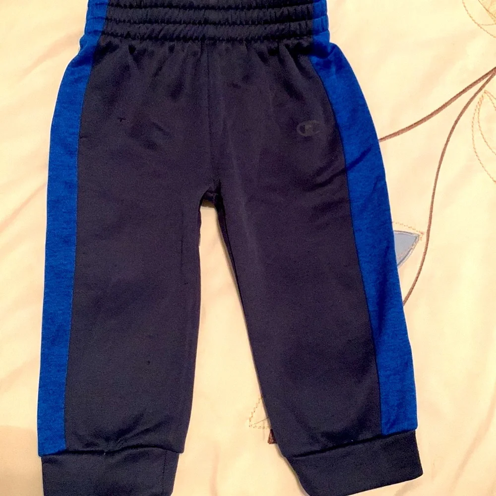 Champion 3 PC Set Long Sleeve Shirt, Blue Hoodie & Matching Pants 12 month